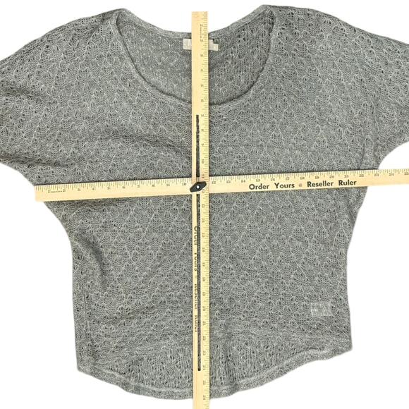 Nation LTD Revolve Gray Gold Sparkle Open Knit Half Dolman Sleeve Sweater size S - Picture 3 of 10
